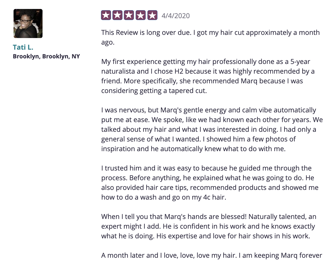 Black Business Marketplace - H2 Salon Brooklyn Reviews